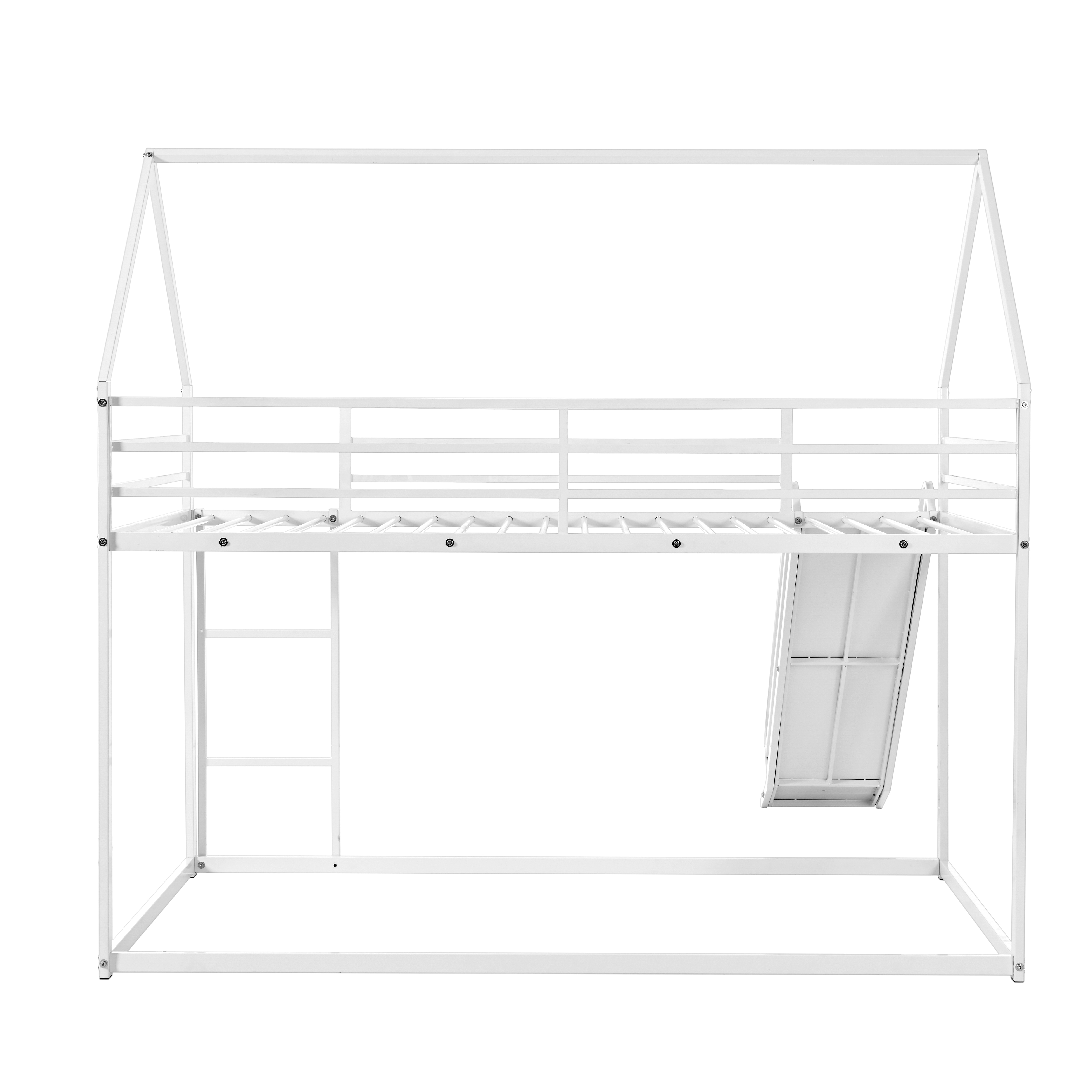 Twin Over Twin House Bed With Ladder And Slider, House Bed, Bunk Bed_voghion.com